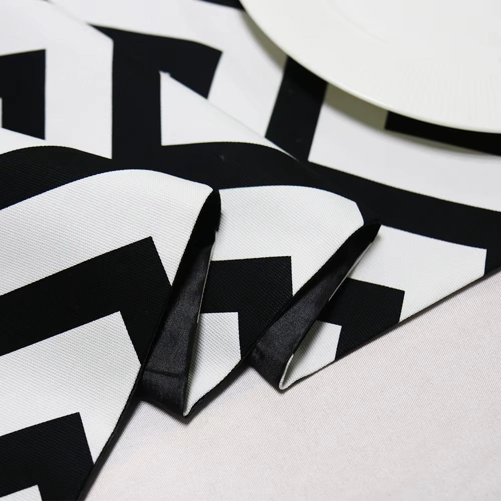 Elegant Black and White Striped Table Runner with Tassels - Perfect for Home Decor, Parties, and TV Cabinets